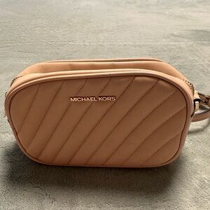 Michael Kors shoulder bag or crossbody, tan color, soft leather, pre-loved.